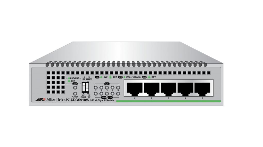 AT-GS910/5-50 | Allied Telesis Ethernet Switch, RJ45 Ports 5, 1Gbps,  Unmanaged | Distrelec Germany